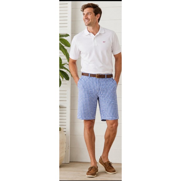 Vineyard Vines Other - Vineyard Vines Mens Breaker Shorts Blue White Gingham Plaid Cotton Size 36